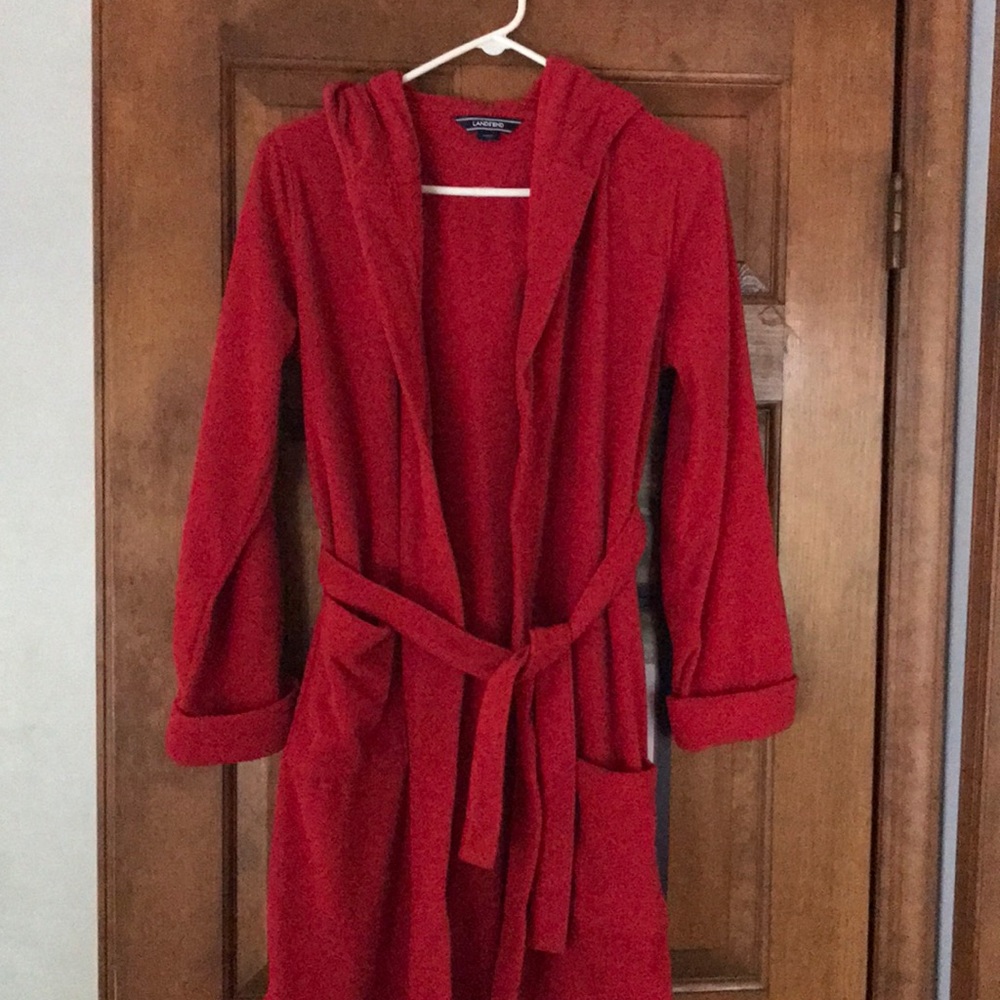 Lands end boys size 16 hooded fleece robe